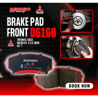 Barbaro Brake Pad D6160 Front for Mitsubishi Triton KL (2018), Mazda CX-5 2.5 (2020), CX-7