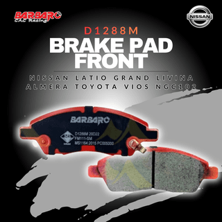 Barbaro Brake Pad D1288M Front for Nissan Latio Grand Livina Almera Toyota Vios NGC102