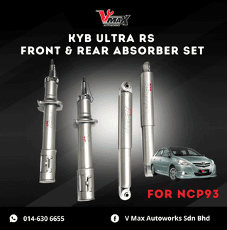 KYB Ultra RS Front & Rear Absorber Set For Toyota Vios NCP93
