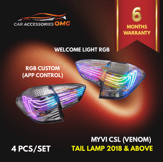 Perodua Myvi Gen3 FL 2018 - 2025 CSL Venom Design Laser RGB Albino Dynamic Tail Lamp With Signal Running Lampu Belakang