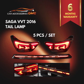 Saga VVT 2016 Design Lamborghini Light Bar Tail Lamp Tail Light With Signal Running (Smoke Red)