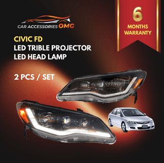 Honda Civic FD 2006 - 2011 Triple Projector Dynamic Led Head Lamp Headlamp Headlight Light With Running Signal