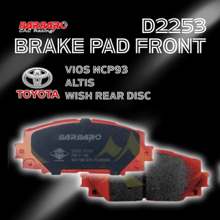 Barbaro D2253 Brake Pad Front Toyota Vios NCP93 Altis Wish Rear Disc
