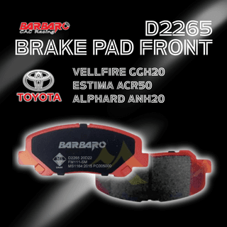 Barbaro D2265 Brake Pad Front Toyota Vellfire GGH20 Estima ACR50 Alphard ANH20